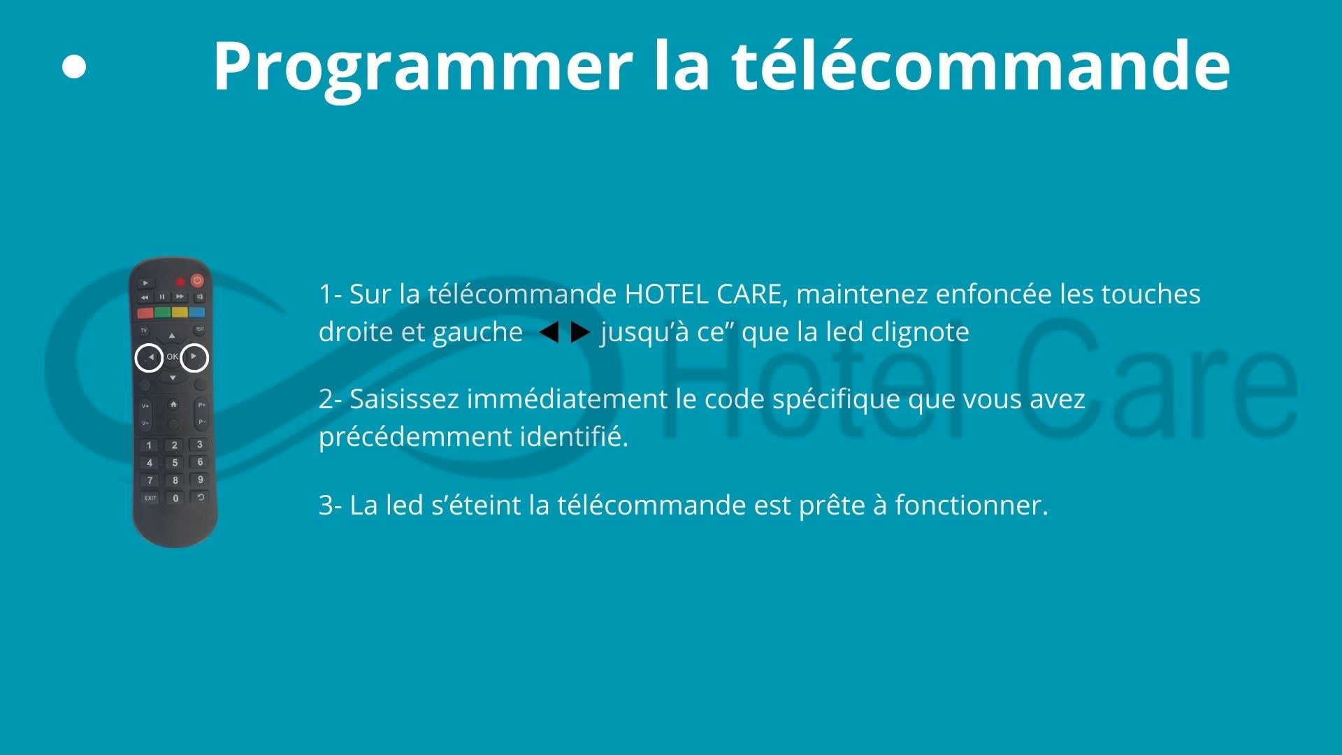 Télécommande Multicode Hotel Care