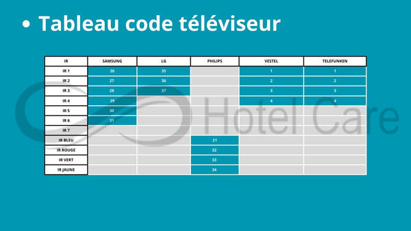 Télécommande Multicode Hotel Care